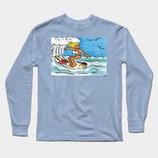 Girl Uses Her Boyfriend as a Surfboard Long Sleeve T-Shirt